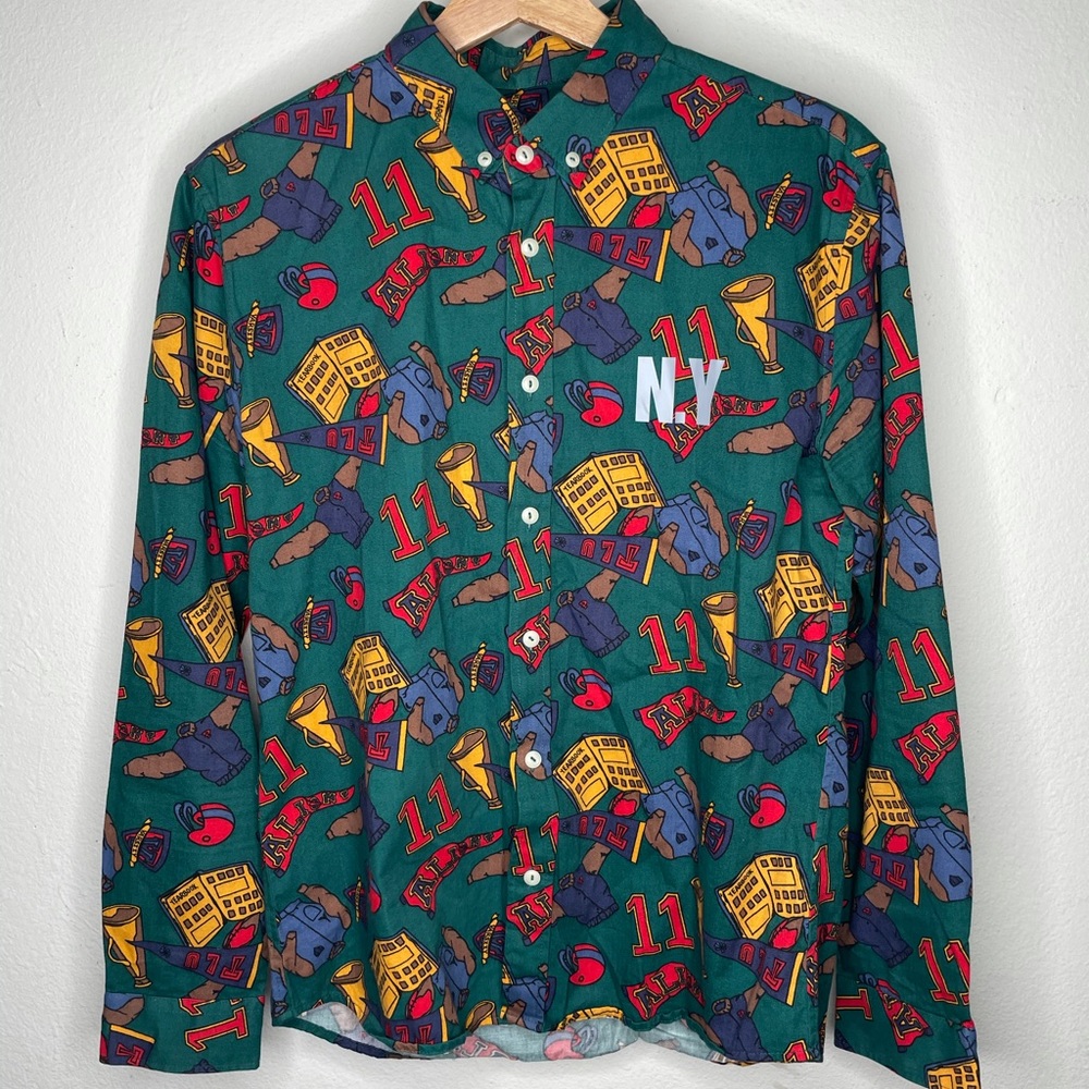 Mind Brooklyn Cartoon Long Sleeve Button-DownShirt
